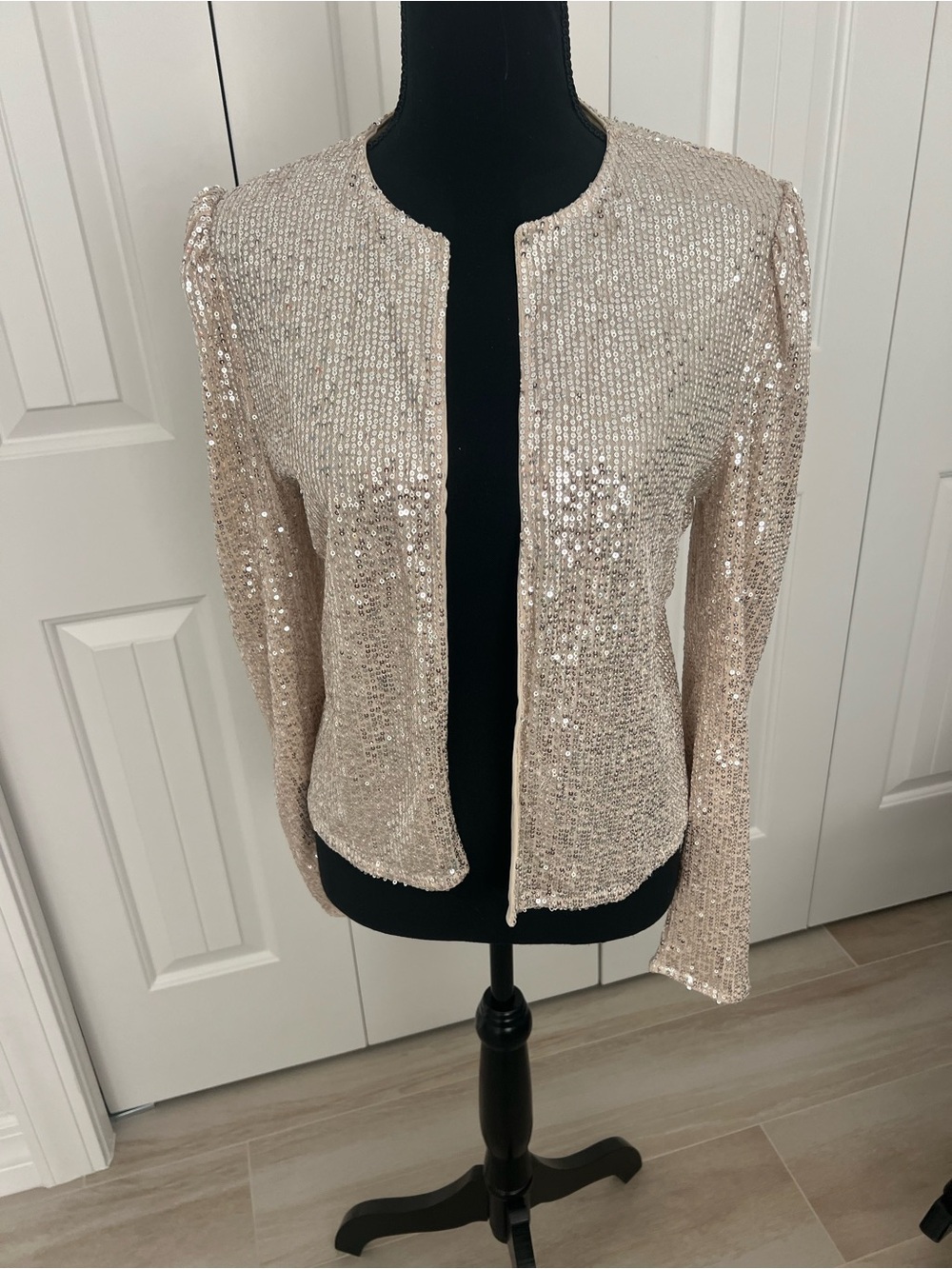 CBR Champagne Sequin Open-Front Blazer